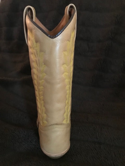 "The Fancy" Warm Honey Blond Urban Ranch Cowboy Boots w/Exquisite Bright Gold Stitchery