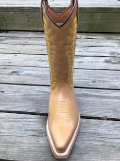 "The Fancy" Warm Honey Blond Urban Ranch Cowboy Boots w/Exquisite Bright Gold Stitchery