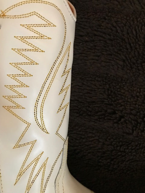 "The Destiny" White Urban Ranch Cowboy Boots w/ Gorgeous Bright Gold Stitchery