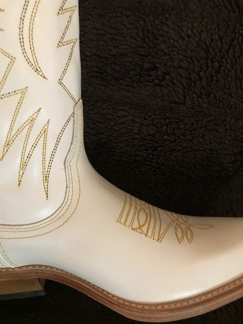 "The Destiny" White Urban Ranch Cowboy Boots w/ Gorgeous Bright Gold Stitchery