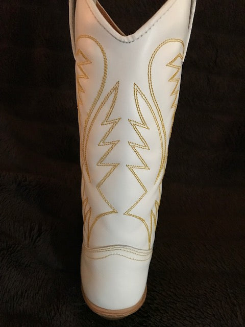 "The Destiny" White Urban Ranch Cowboy Boots w/ Gorgeous Bright Gold Stitchery