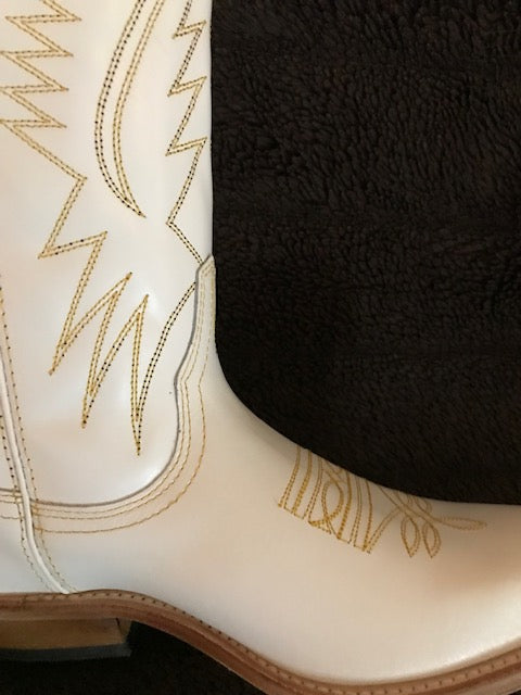 "The Destiny" White Urban Ranch Cowboy Boots w/ Gorgeous Bright Gold Stitchery