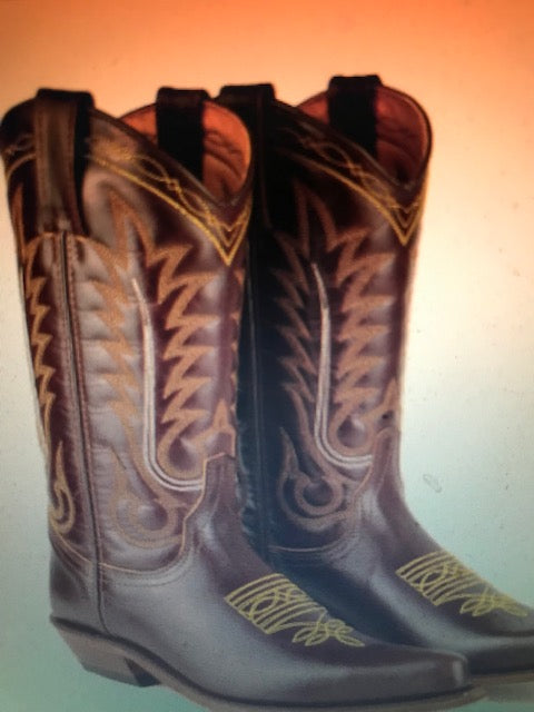 "The Tuscan Brown" Gold Stitched Urban Ranch Cowboy Boots