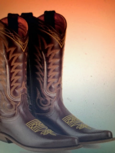 "The Tuscan Brown" Gold Stitched Urban Ranch Cowboy Boots