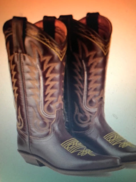 "The Tuscan Brown" Gold Stitched Urban Ranch Cowboy Boots