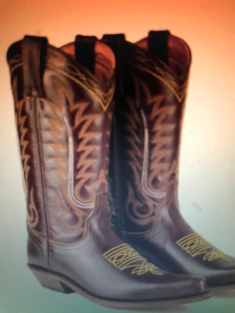 "The Tuscan Brown" Gold Stitched Urban Ranch Cowboy Boots