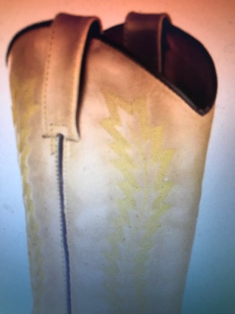 "The Fancy" Warm Honey Blond Urban Ranch Cowboy Boots w/Exquisite Bright Gold Stitchery