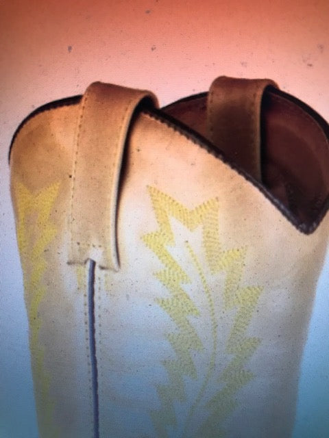 "The Fancy" Warm Honey Blond Urban Ranch Cowboy Boots w/Exquisite Bright Gold Stitchery