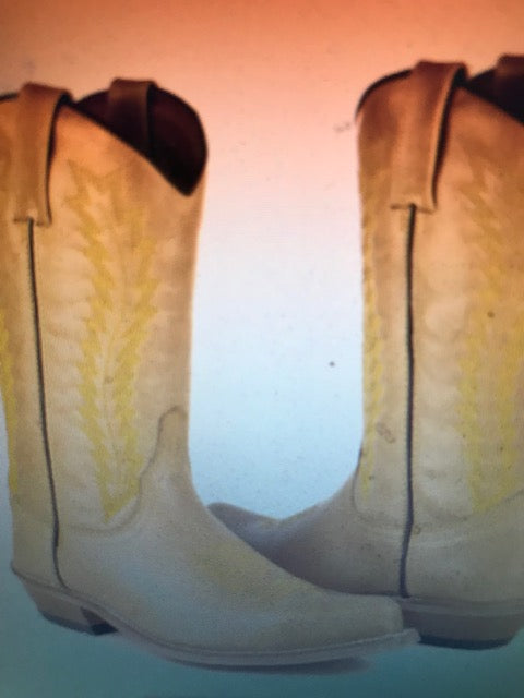 "The Fancy" Warm Honey Blond Urban Ranch Cowboy Boots w/Exquisite Bright Gold Stitchery