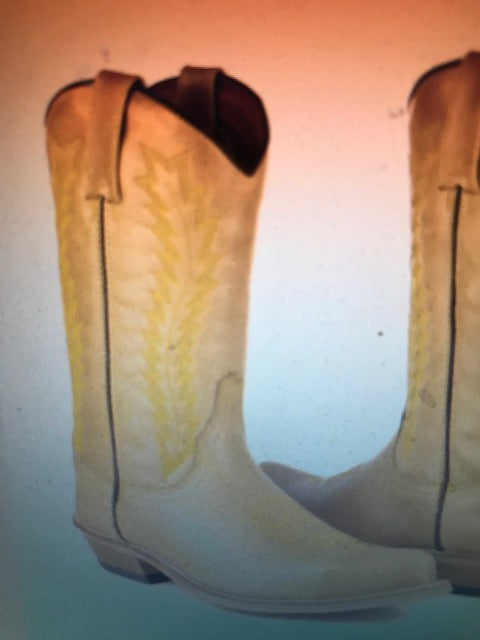 "The Fancy" Warm Honey Blond Urban Ranch Cowboy Boots w/Exquisite Bright Gold Stitchery