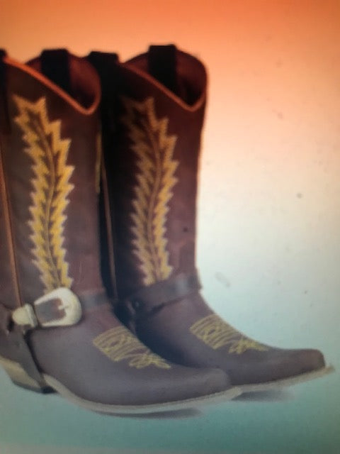 "The Hip & Classy Country Western" Rustic Brown & Gold Urban Ranch Cowboy Boots