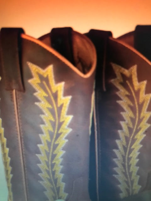 "The Hip & Classy Country Western" Rustic Brown & Gold Urban Ranch Cowboy Boots