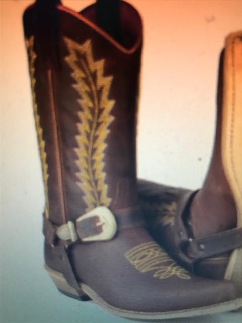 "The Hip & Classy Country Western" Rustic Brown & Gold Urban Ranch Cowboy Boots