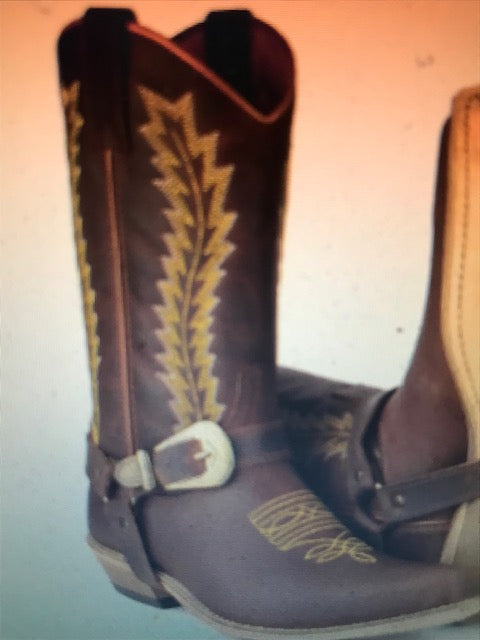 "The Hip & Classy Country Western" Rustic Brown & Gold Urban Ranch Cowboy Boots