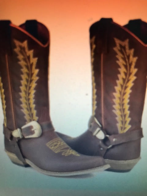 "The Hip & Classy Country Western" Rustic Brown & Gold Urban Ranch Cowboy Boots