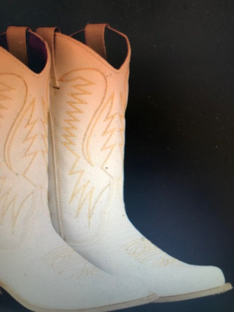 "The Destiny" White Urban Ranch Cowboy Boots w/ Gorgeous Bright Gold Stitchery