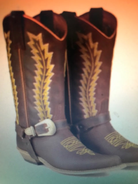 "The Hip & Classy Country Western" Rustic Brown & Gold Urban Ranch Cowboy Boots