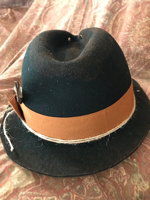 Imperfect Distressed Short Brim Rustic Hat w/ Burned Edges