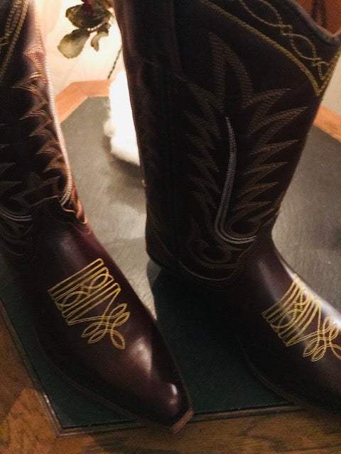 "The Tuscan Brown" Gold Stitched Urban Ranch Cowboy Boots