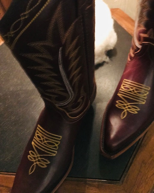 "The Tuscan Brown" Gold Stitched Urban Ranch Cowboy Boots