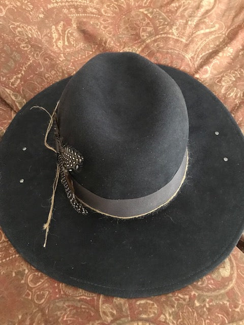 "The Cool Grey Rivoting Feathered One" Fine Felt Hat