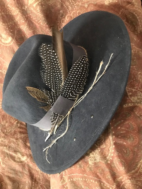 "The Cool Grey Rivoting Feathered One" Fine Felt Hat