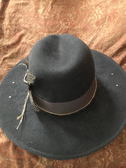 "The Cool Grey Rivoting Feathered One" Fine Felt Hat