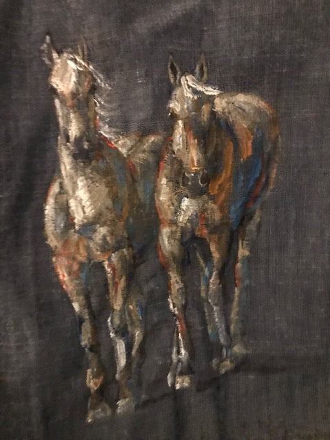 One-of-A-Kind Equestrian Shirt w/  Hand Painted Horses