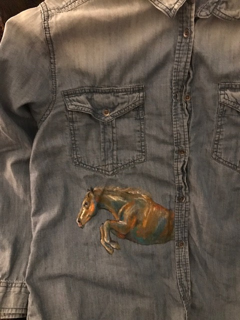 Special Hand Painted Equestrian Shirt By Special Equine Artist