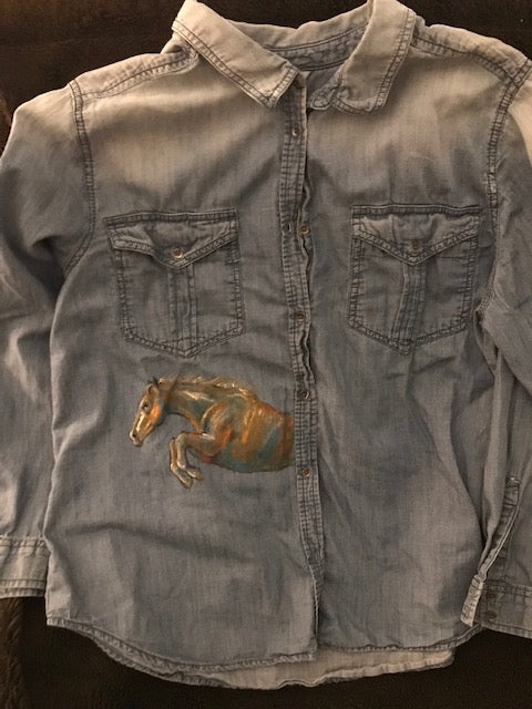 Special Hand Painted Equestrian Shirt By Special Equine Artist