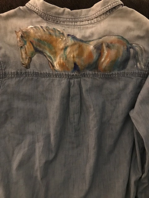 Special Hand Painted Equestrian Shirt By Special Equine Artist