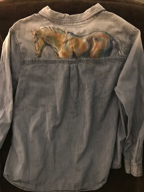 Special Hand Painted Equestrian Shirt By Special Equine Artist