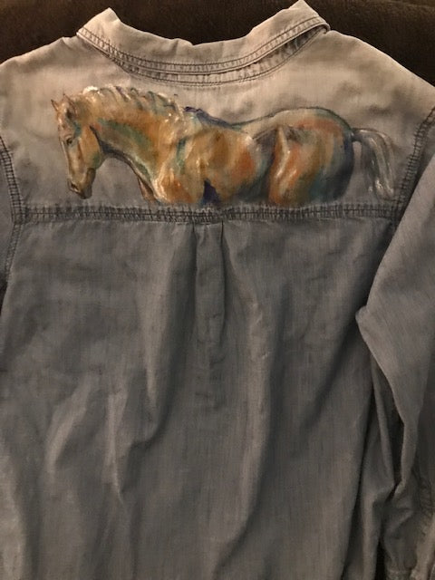 Special Hand Painted Equestrian Shirt By Special Equine Artist