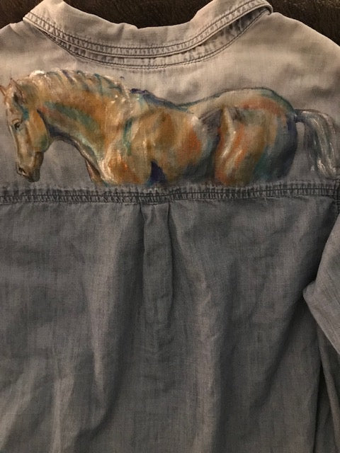 Special Hand Painted Equestrian Shirt By Special Equine Artist