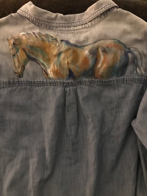 Special Hand Painted Equestrian Shirt By Special Equine Artist