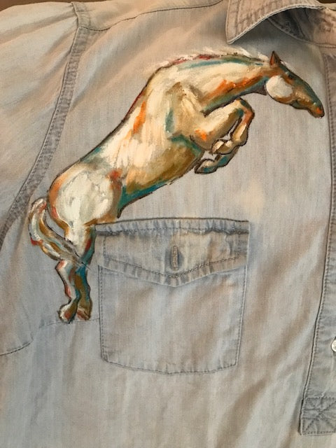 Great Special Hand Painted Horses Shirt by Very Special Equine Artist