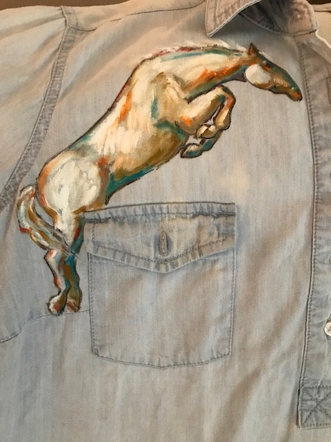 Great Special Hand Painted Horses Shirt by Very Special Equine Artist