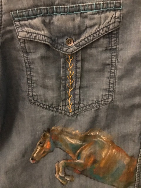 Special Hand Painted Equestrian Shirt By Special Equine Artist