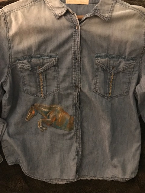 Special Hand Painted Equestrian Shirt By Special Equine Artist