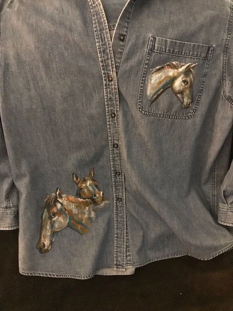 One-of-a-Kind Equestrian Shirt Hand Painted by An Incredible Equine Artist