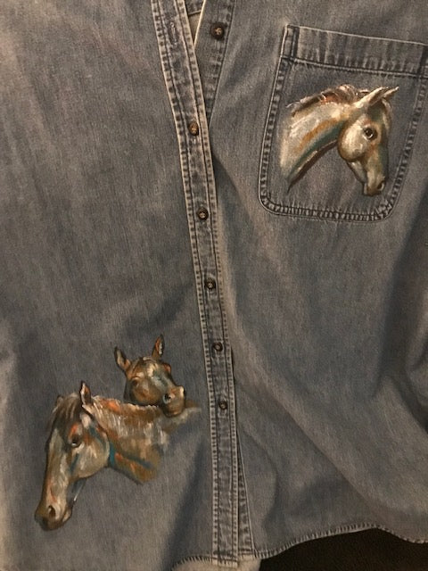 One-of-a-Kind Equestrian Shirt Hand Painted by An Incredible Equine Artist