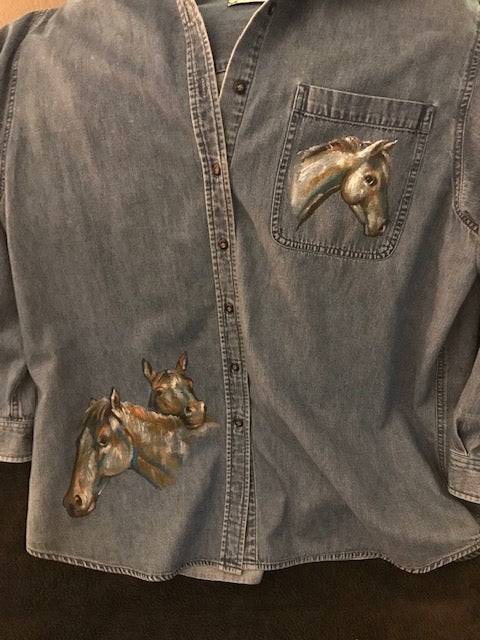 One-of-a-Kind Equestrian Shirt Hand Painted by An Incredible Equine Artist