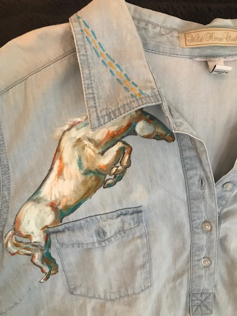 Great Special Hand Painted Horses Shirt by Very Special Equine Artist