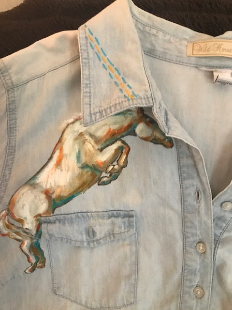 Great Special Hand Painted Horses Shirt by Very Special Equine Artist