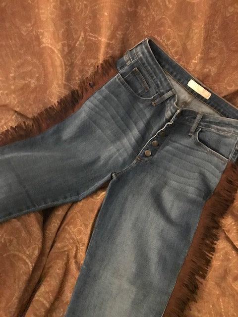 Unique Luxury Jeans With Brown Suede Fringe