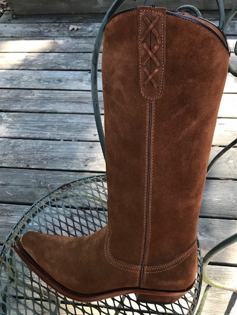 "The SKB Boot" - TALL Hip Boots in Warm Rich Caramel Whiskey Suede