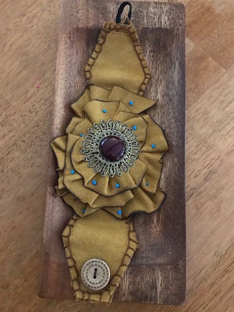 Unique Golden Suede Bracelet